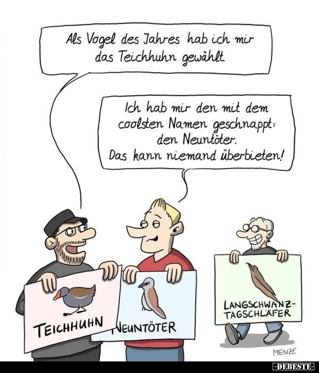 Als Vogel des Jahres hab ich mir das Teichhuhn gewählt. -
Ich hab mir den mit dem coolsten Namen geschnappt: den Neuntöter. ...