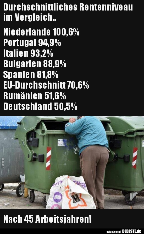 Durchschnittliches Rentenniveau im Vergleich.. - Lustige Bilder | DEBESTE.de