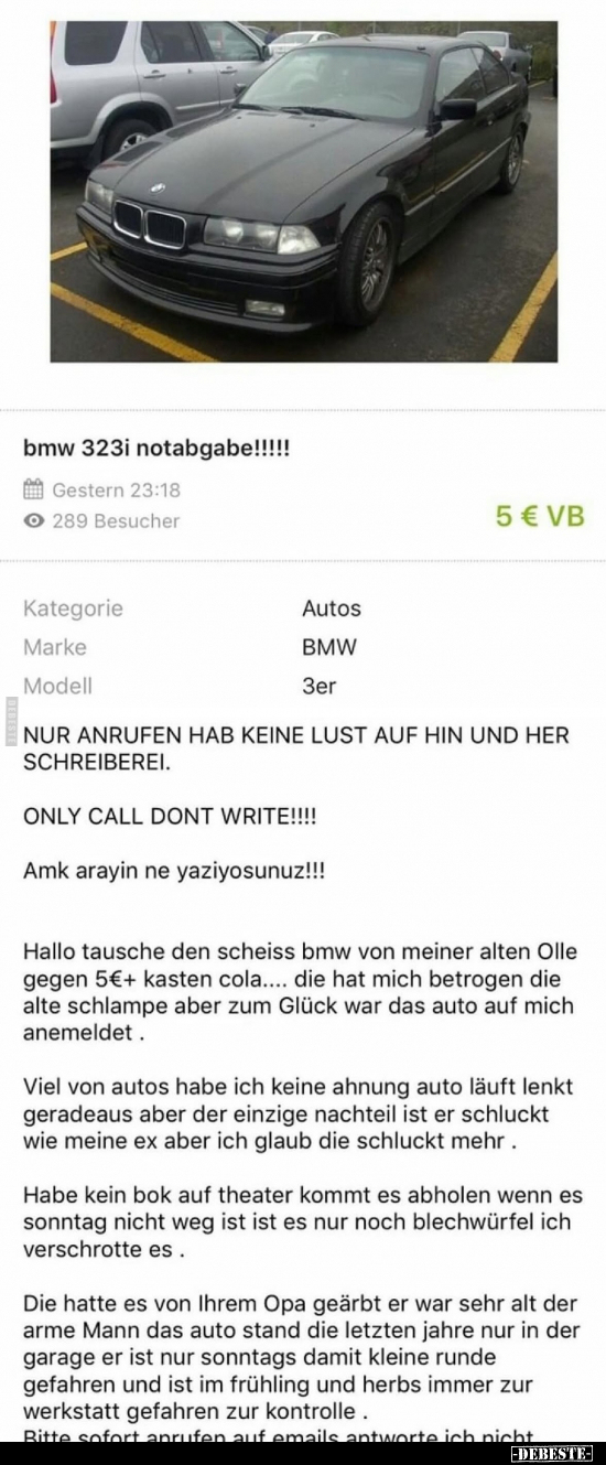 Bmw 323i notabgabe!!!!!.. - Lustige Bilder | DEBESTE.de