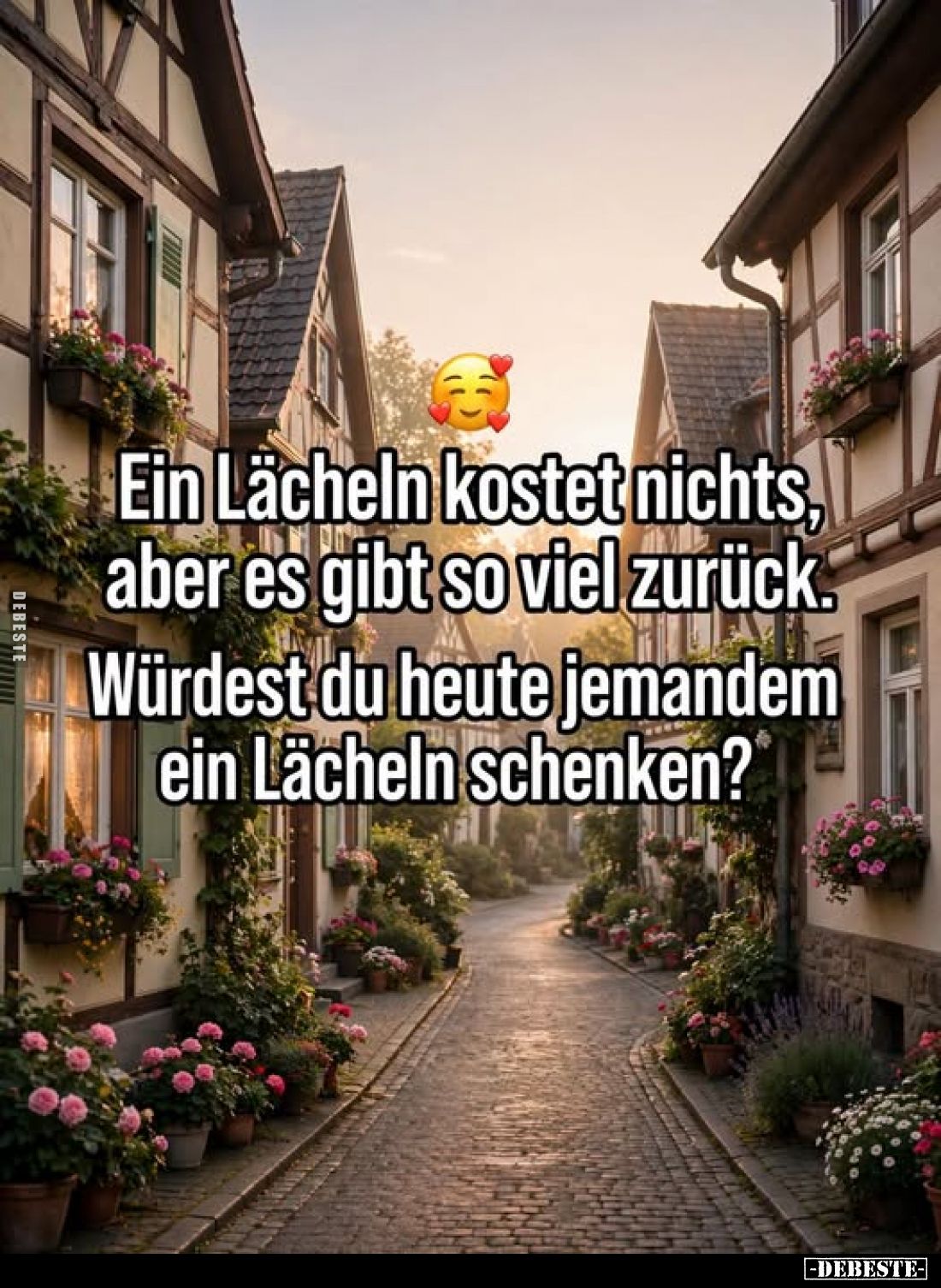 Ein Lächeln kostet nichts, aber es gibt so viel zurück.
Würdest du heute jemandem ein Lächeln schenken?