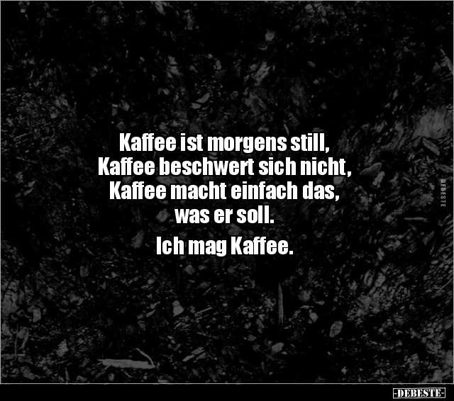 Kaffee ist morgens still, Kaffee beschwert sich nicht.. - Lustige Bilder | DEBESTE.de