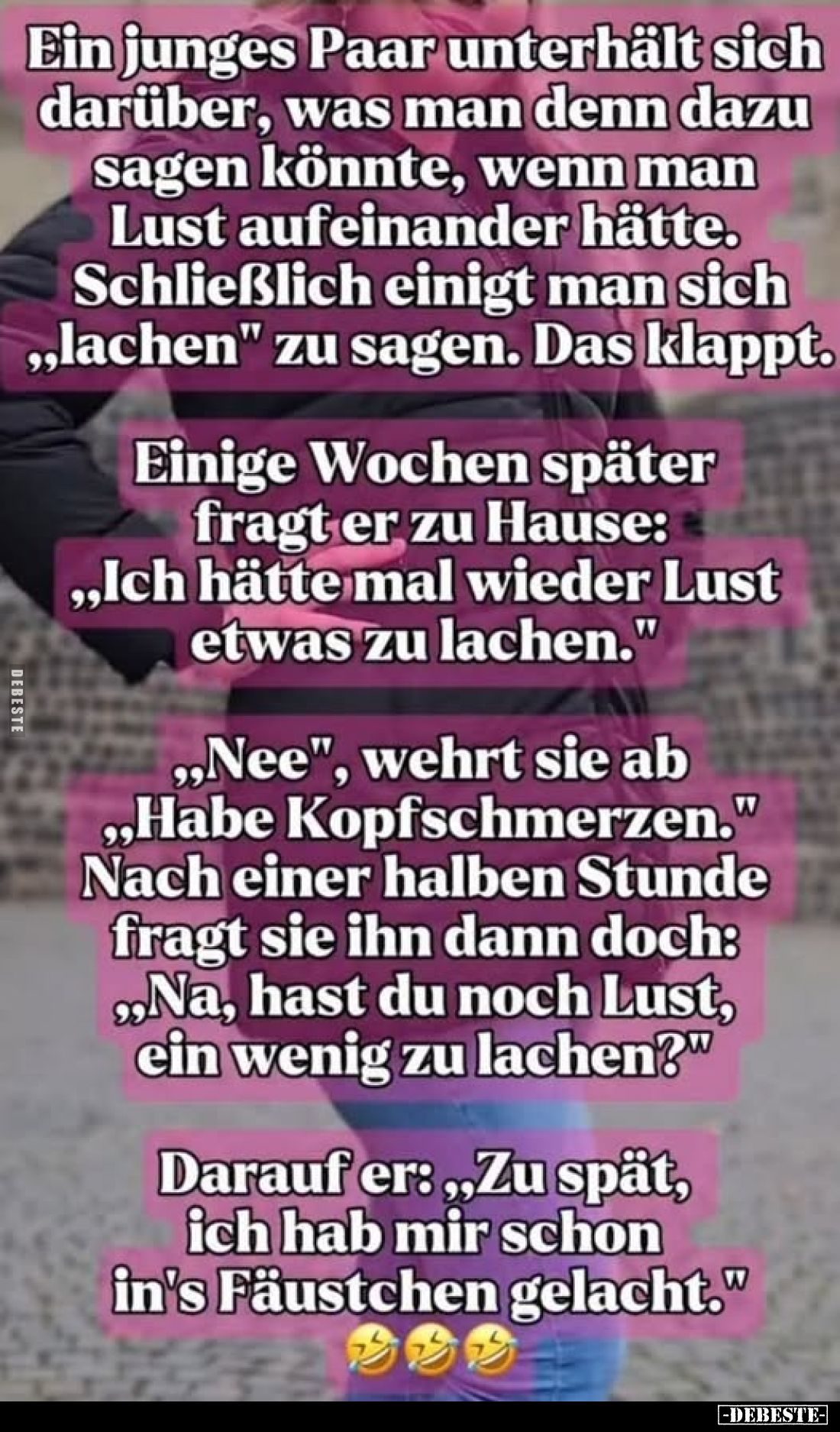 Ein junges Paar unterhält sich darüber, was man denn dazu sagen könnte, wenn man Lust aufeinander hätte. Schließlich einigt m...