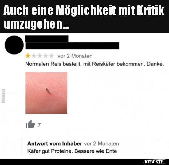 Auch eine Möglichkeit mit Kritik umzugehen...