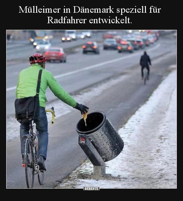Mülleimer in Dänemark speziell für Radfahrer.. - Lustige Bilder | DEBESTE.de