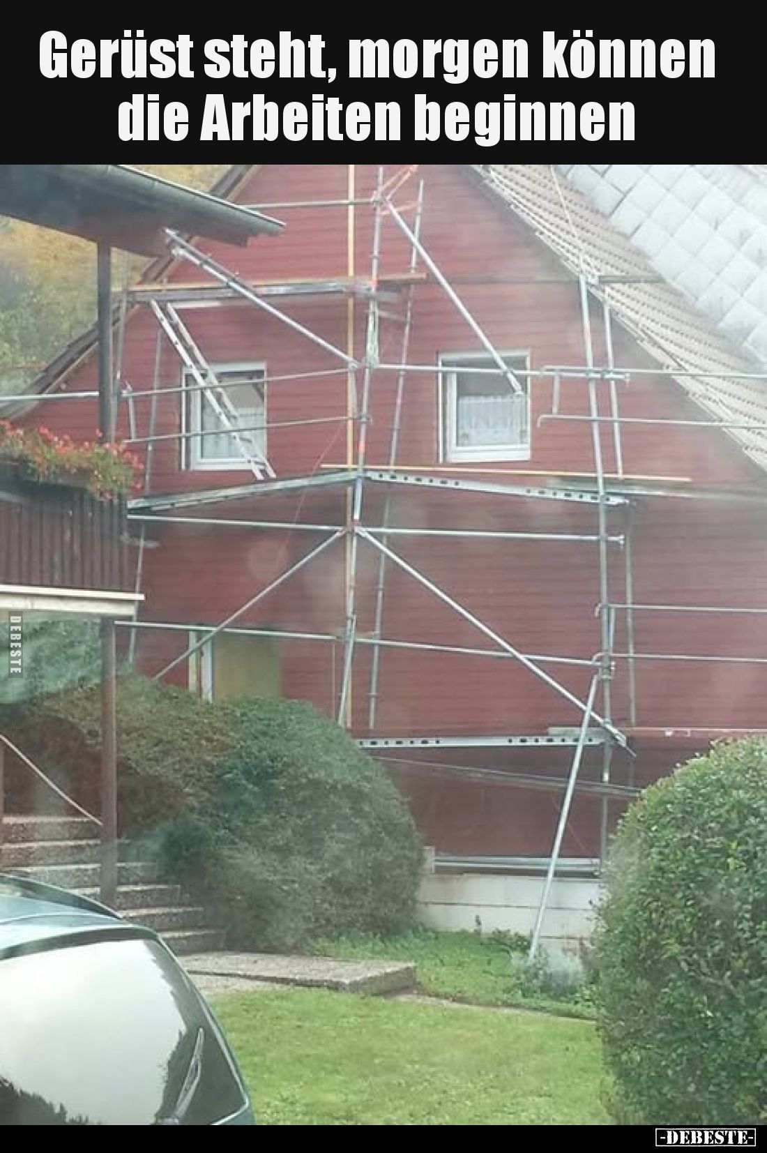 Gerüst steht, morgen können die Arbeiten beginnen