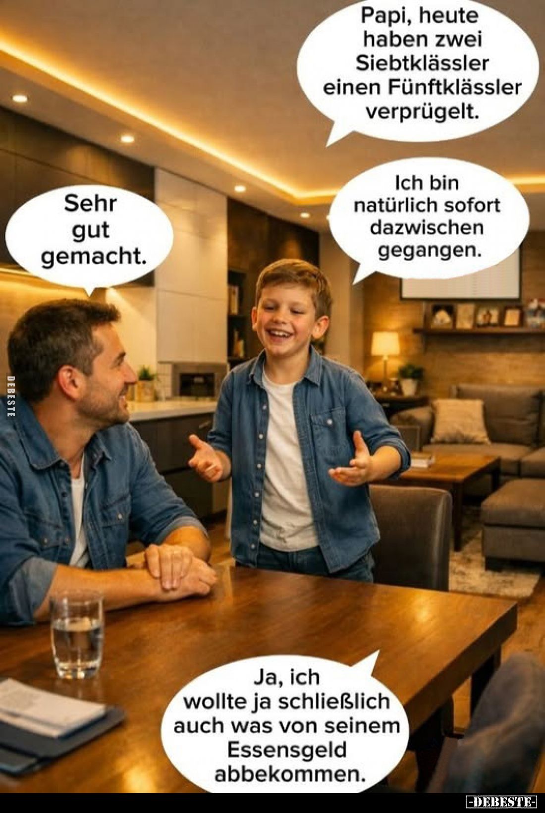 Papi, heute haben zwei Siebtklässler einen Fünftklässler.. - Lustige Bilder | DEBESTE.de