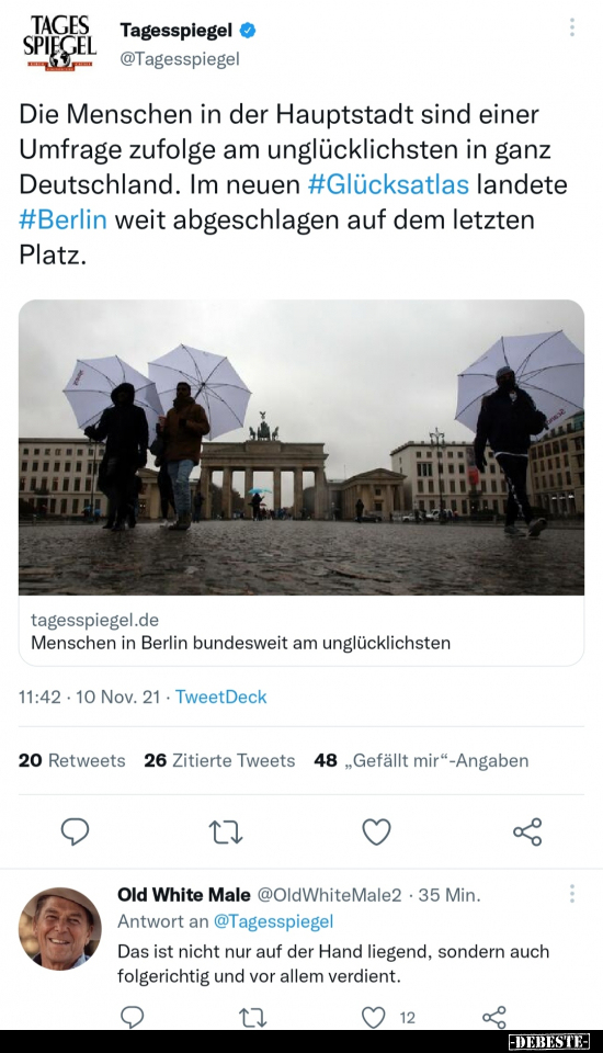 Die Menschen in der Hauptstadt sind einer Umfrage zufolge.. - Lustige Bilder | DEBESTE.de