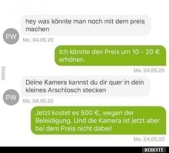 Hey was könnte man noch mit dem preis machen
