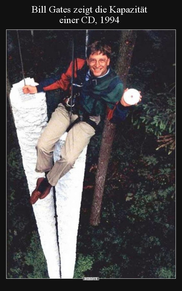 Bill Gates zeigt die Kapazität einer CD, 1994..