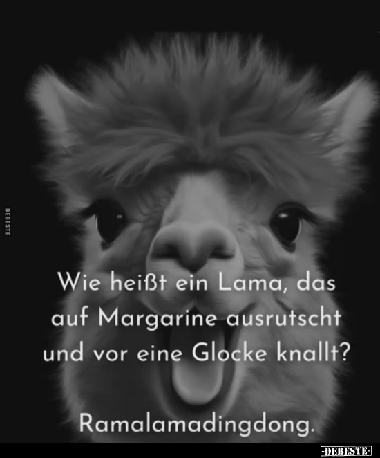 Wie heißt ein Lama, das auf Margarine ausrutscht und vor.. - Lustige Bilder | DEBESTE.de