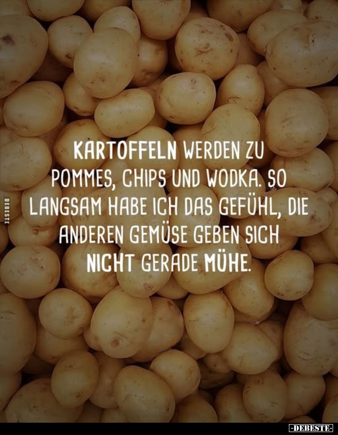 Kartoffeln werden zu Pommes, Chips und Wodka. So langsam habe ich das Gefühl, die anderen Gemüse geben sich nicht gerade Mühe...