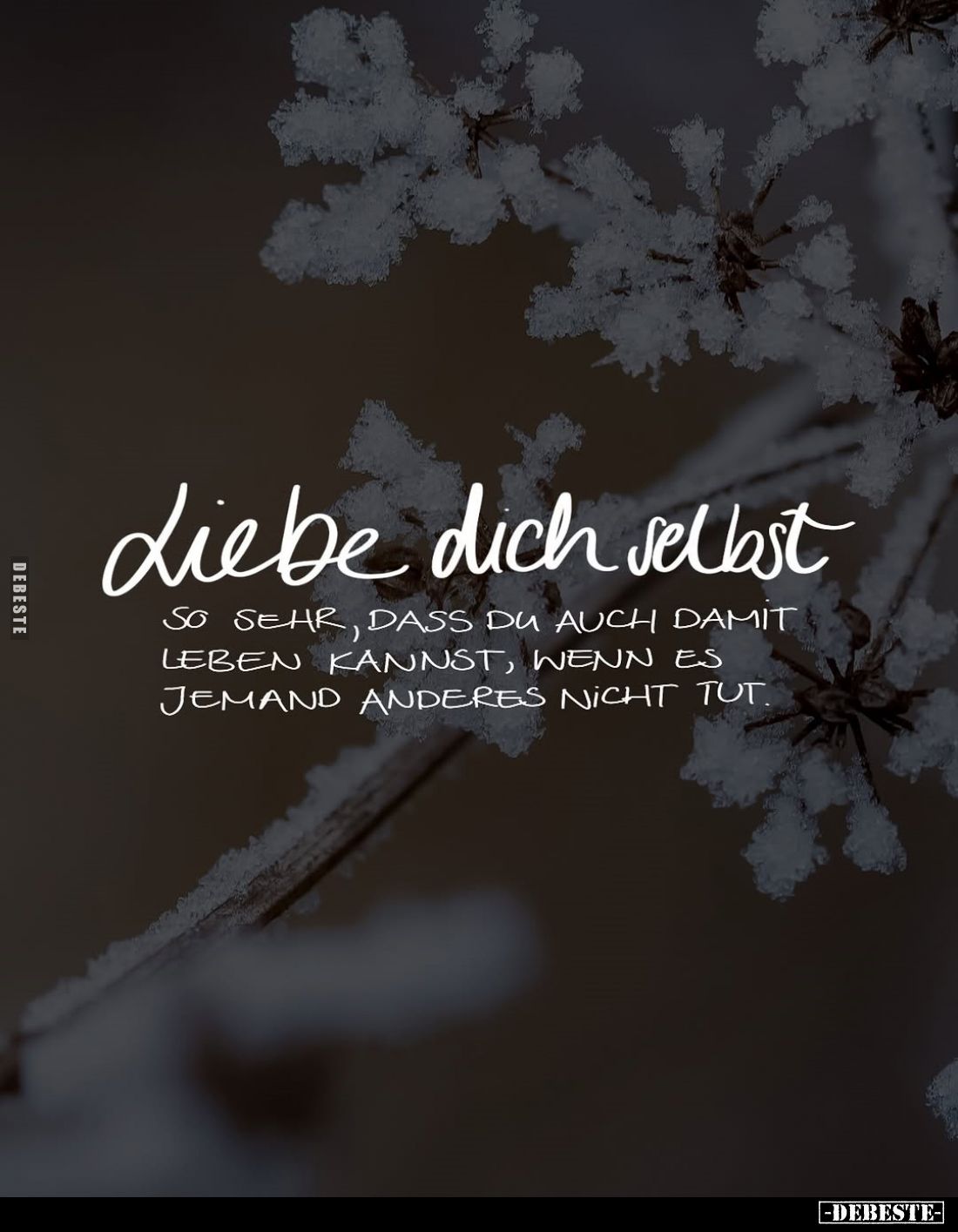 Liebe dich selbst
so sehr, dass du auch damit Leben kannst, wenn es jemand anderes nicht tut.
