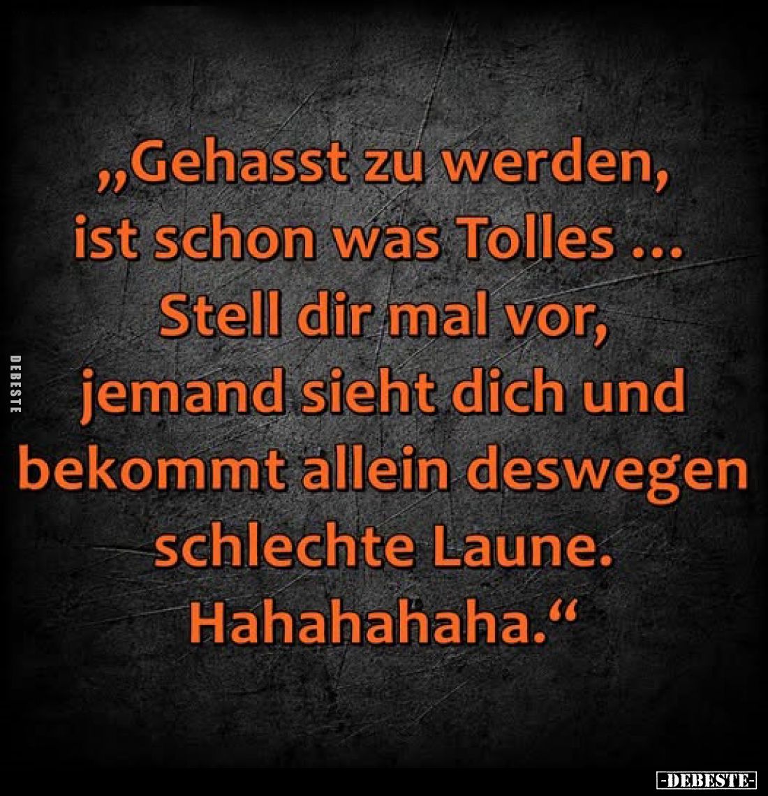 „Gehasst zu werden, ist schon was Tolles ... Stell dir mal vor, jemand sieht dich und bekommt allein deswegen schlechte Laune...