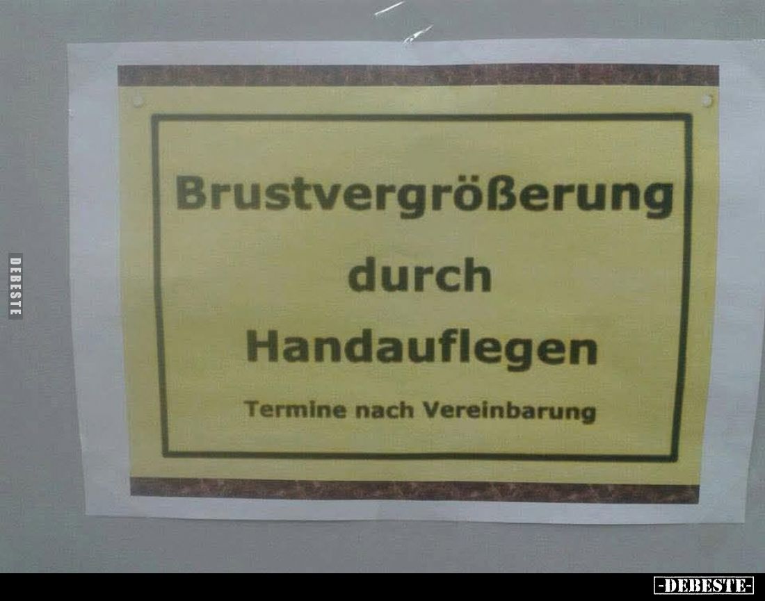 Brustvergrößerung durch Handauflegen.
Termine nach Vereinbarung.