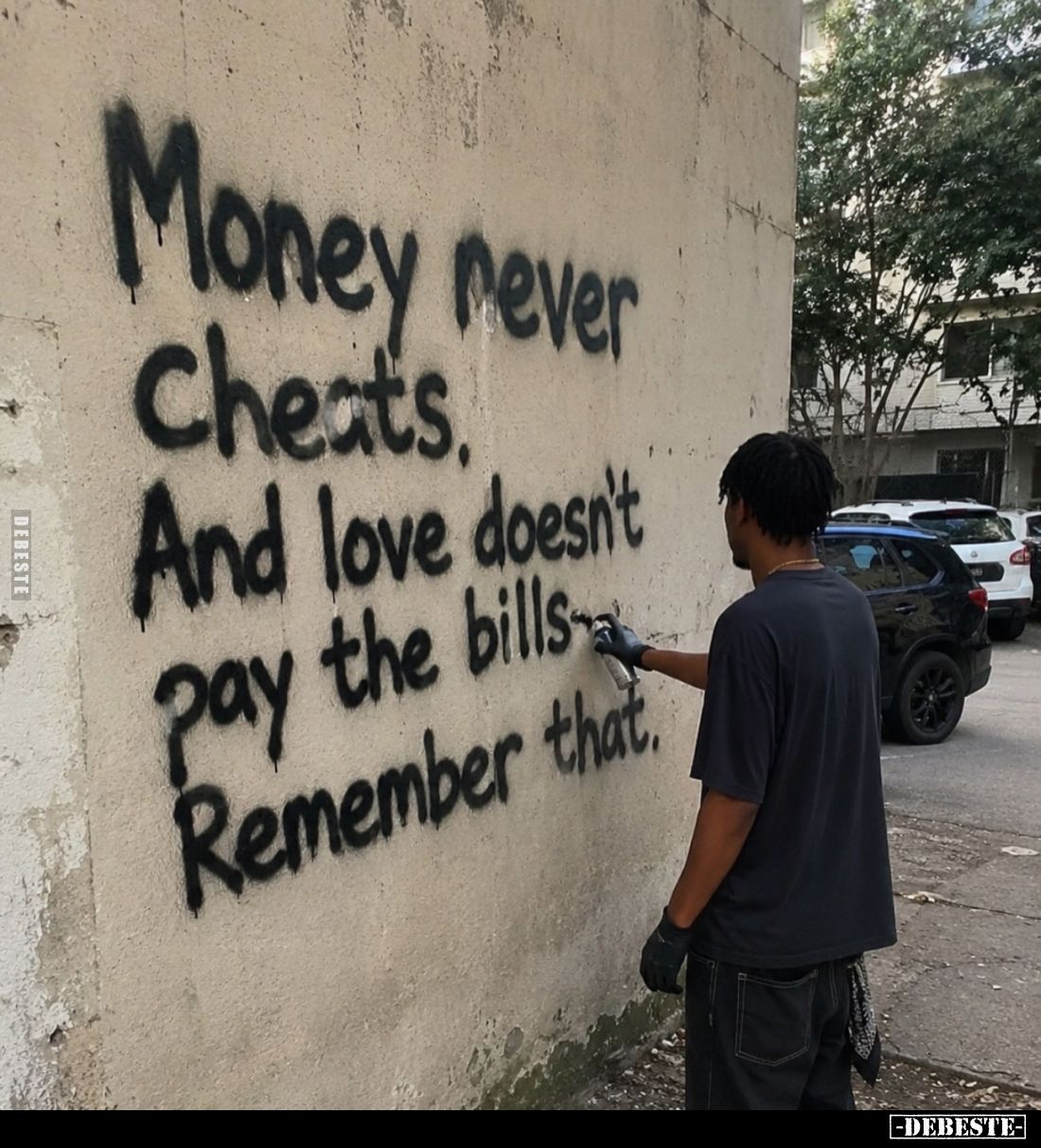 Money never cheats.
And love doesn't pay the bills. Remember that