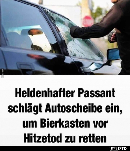 Heldenhafter Passant schlägt Autoscheibe ein, um Bierkasten.. - Lustige Bilder | DEBESTE.de