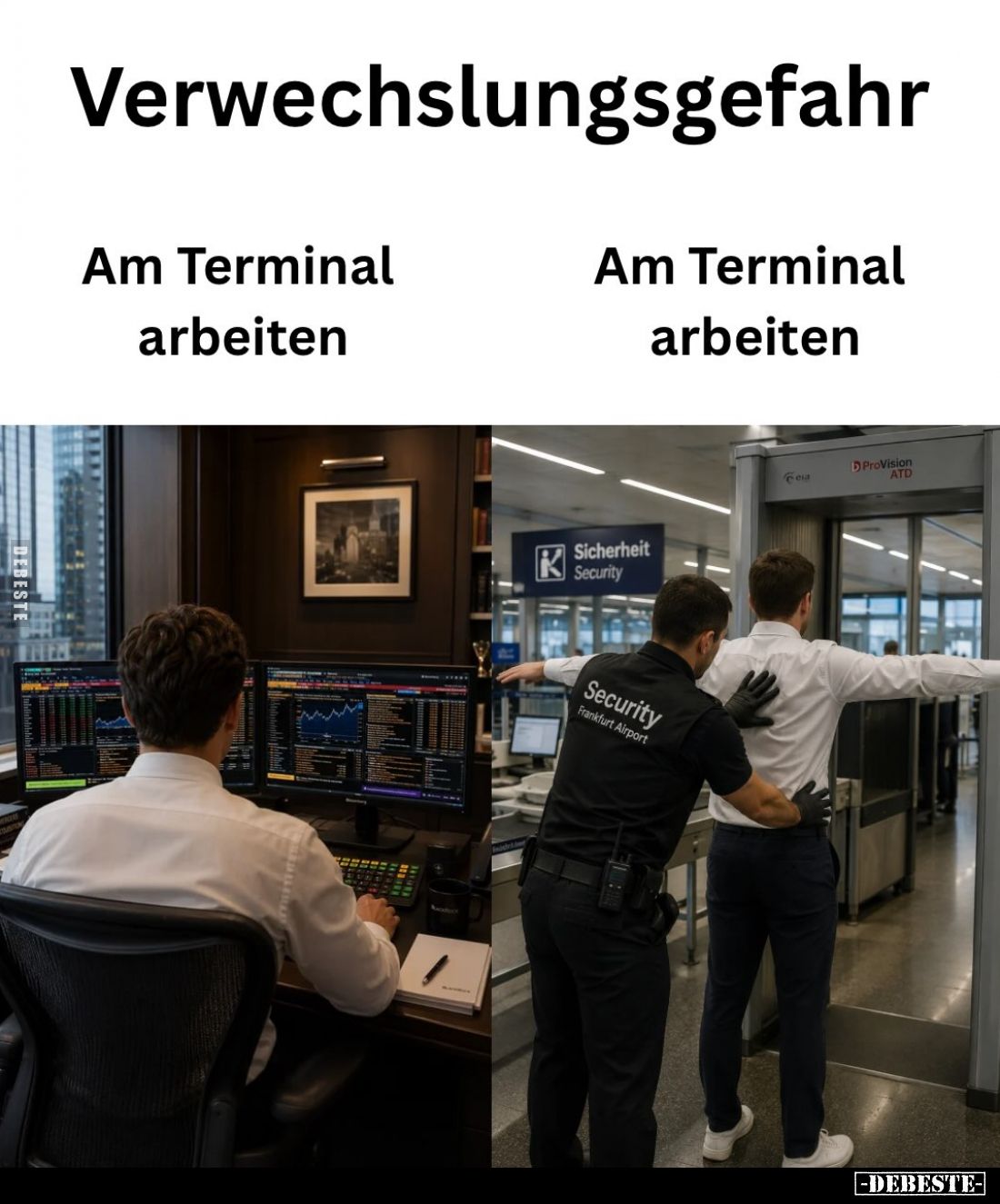 Verwechslungsgefahr:
Am Terminal arbeiten.