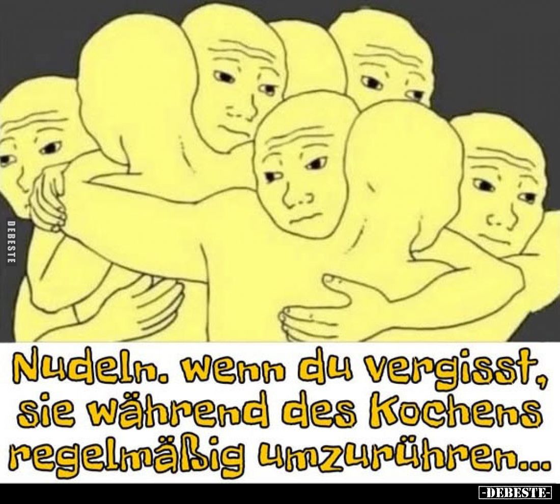 Nudeln. Wenn du vergisst, sie während des Kochens regelmäßig umzurühren...
