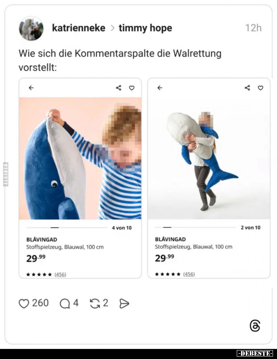 Wie sich die Kommentarspalte die Walrettung vorstellt: