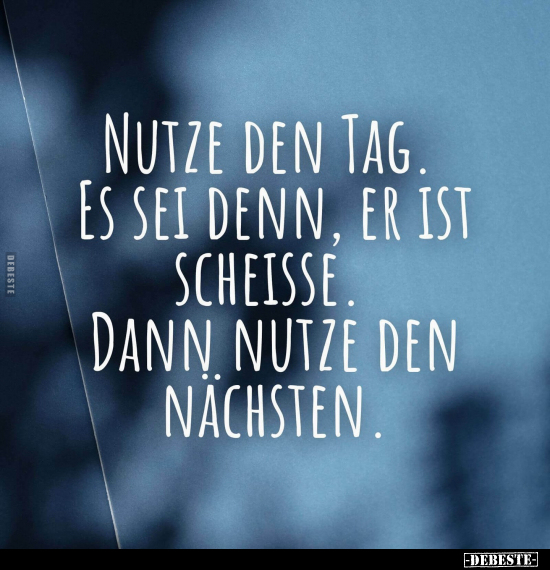 Nutze den Tag. Es sei denn, er ist Schei*sse.. - Lustige Bilder | DEBESTE.de