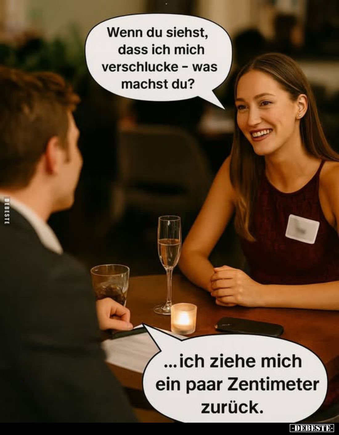 Wenn du siehst, dass ich mich verschlucke - was machst du? ... ich ziehe mich ein paar Zentimeter zurück.