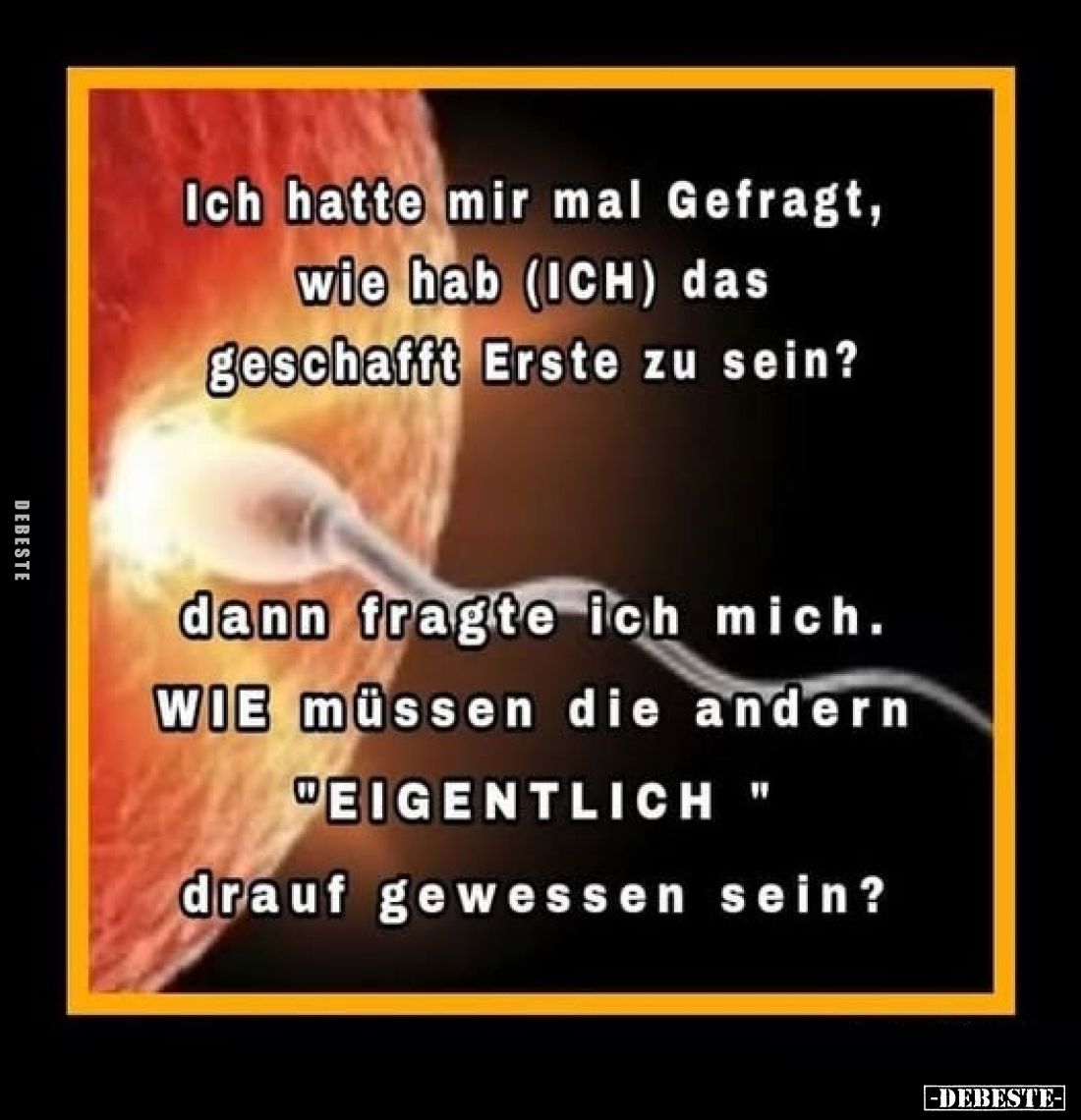 Ich hatte mir mal Gefragt, wie hab (ICH) das geschafft Erste zu sein? 
dann fragte ich mich. 
WIE müssen die andern "E...