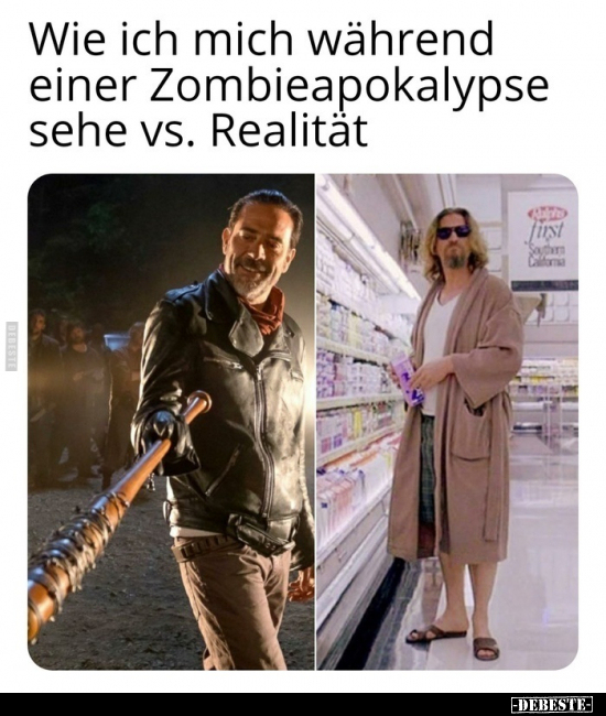 Wie ich mich während einer Zombieapokalypse sehe vs. Realität. - Lustige Bilder | DEBESTE.de