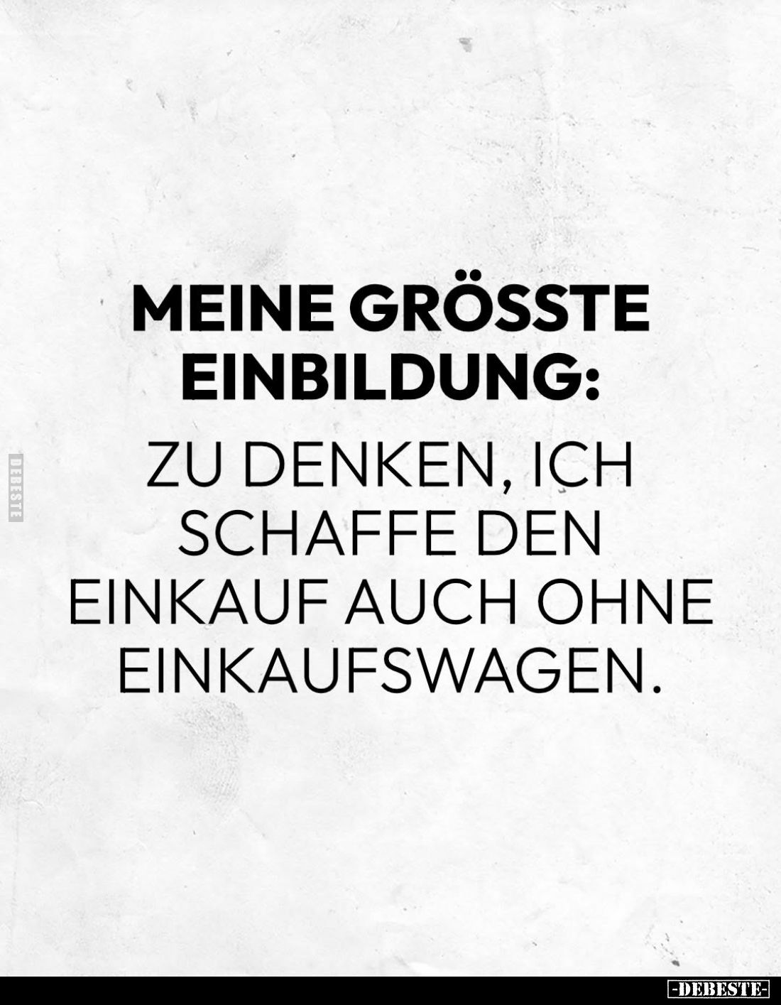 Meine größte Einbildung:
Zu denken, ich schaffe den Einkauf auch ohne Einkaufswagen.