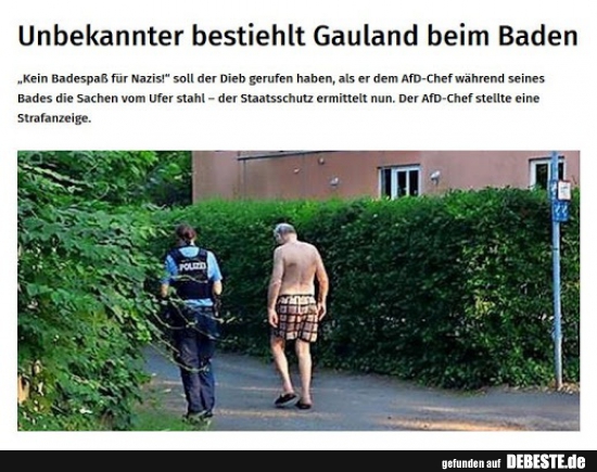 Unbekannter bestiehlt Gauland beim Baden.. - Lustige Bilder | DEBESTE.de
