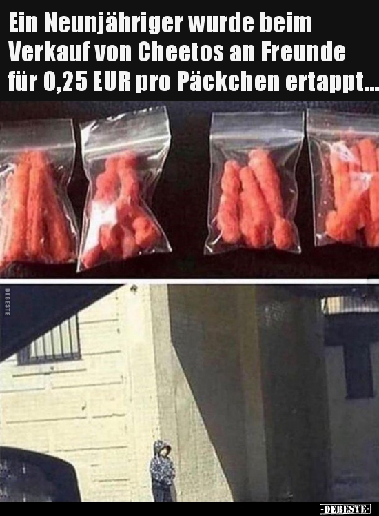 Ein Neunjähriger wurde beim Verkauf von Cheetos an Freunde..