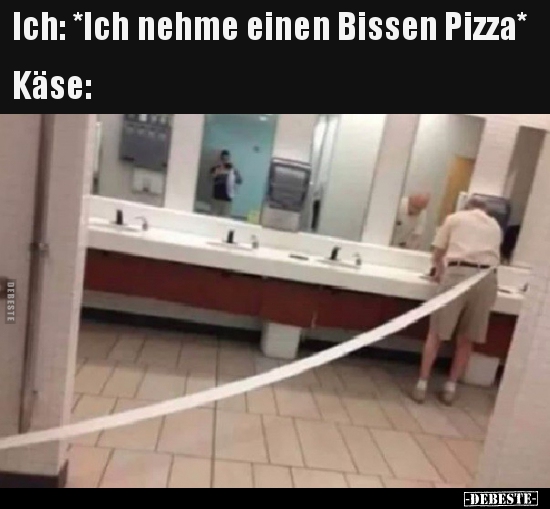 Ich: *Ich nehme einen Bissen Pizza*...