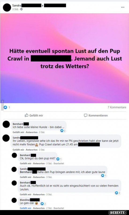 Hätte eventuell spontan Lust auf den Pup Crawl in.. - Lustige Bilder | DEBESTE.de