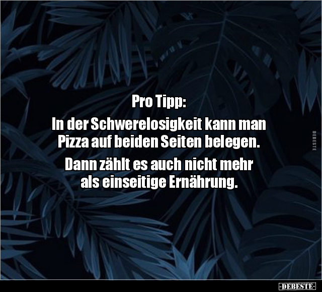 Pro Tipp: In der Schwerelosigkeit kann man Pizza auf.. - Lustige Bilder | DEBESTE.de