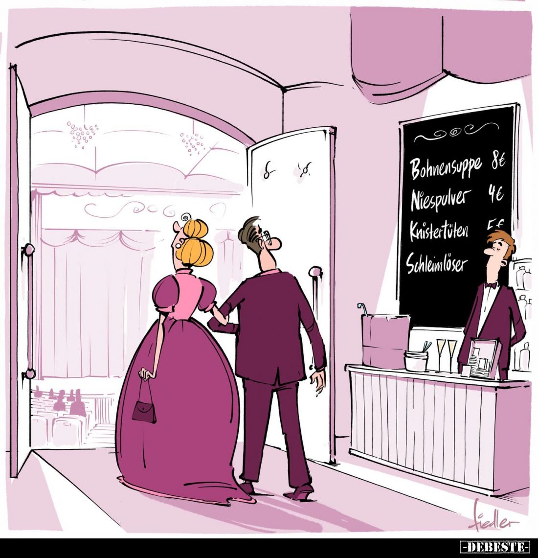 Bohnensuppe,
Niespulver,
Knistertüten,
Schleimlöser.