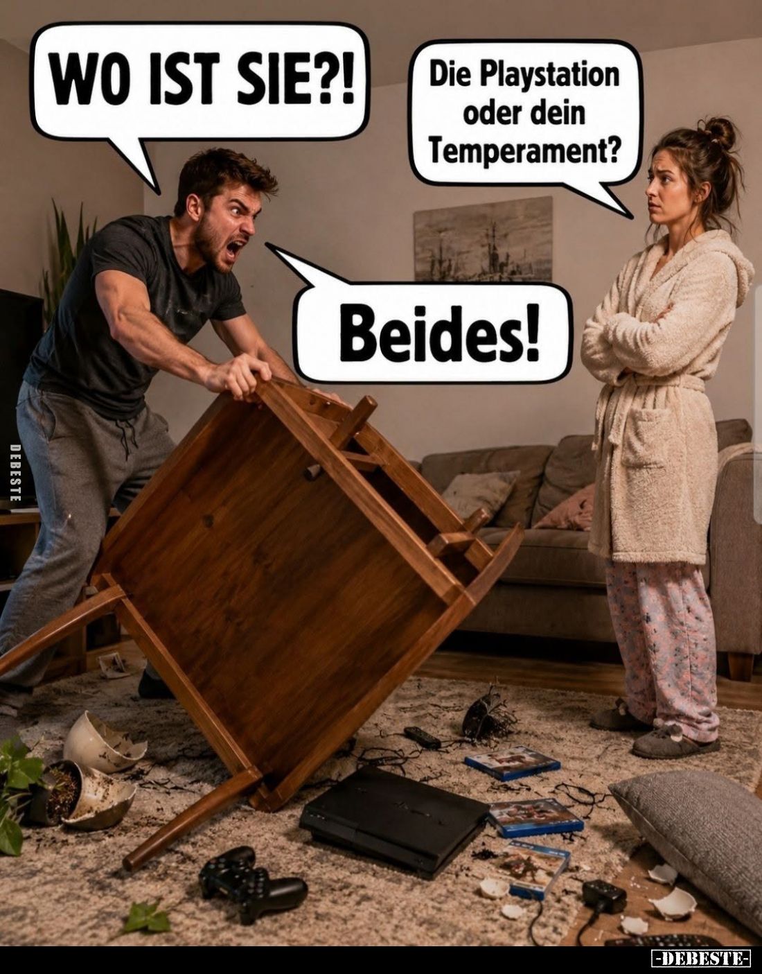 Wo ist sie?! - 
Die Playstation oder dein Temperament?
- Beides!
