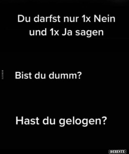 Du darfst nur 1x Nein und 1x Ja sagen. Bist du dumm?.. - Lustige Bilder | DEBESTE.de