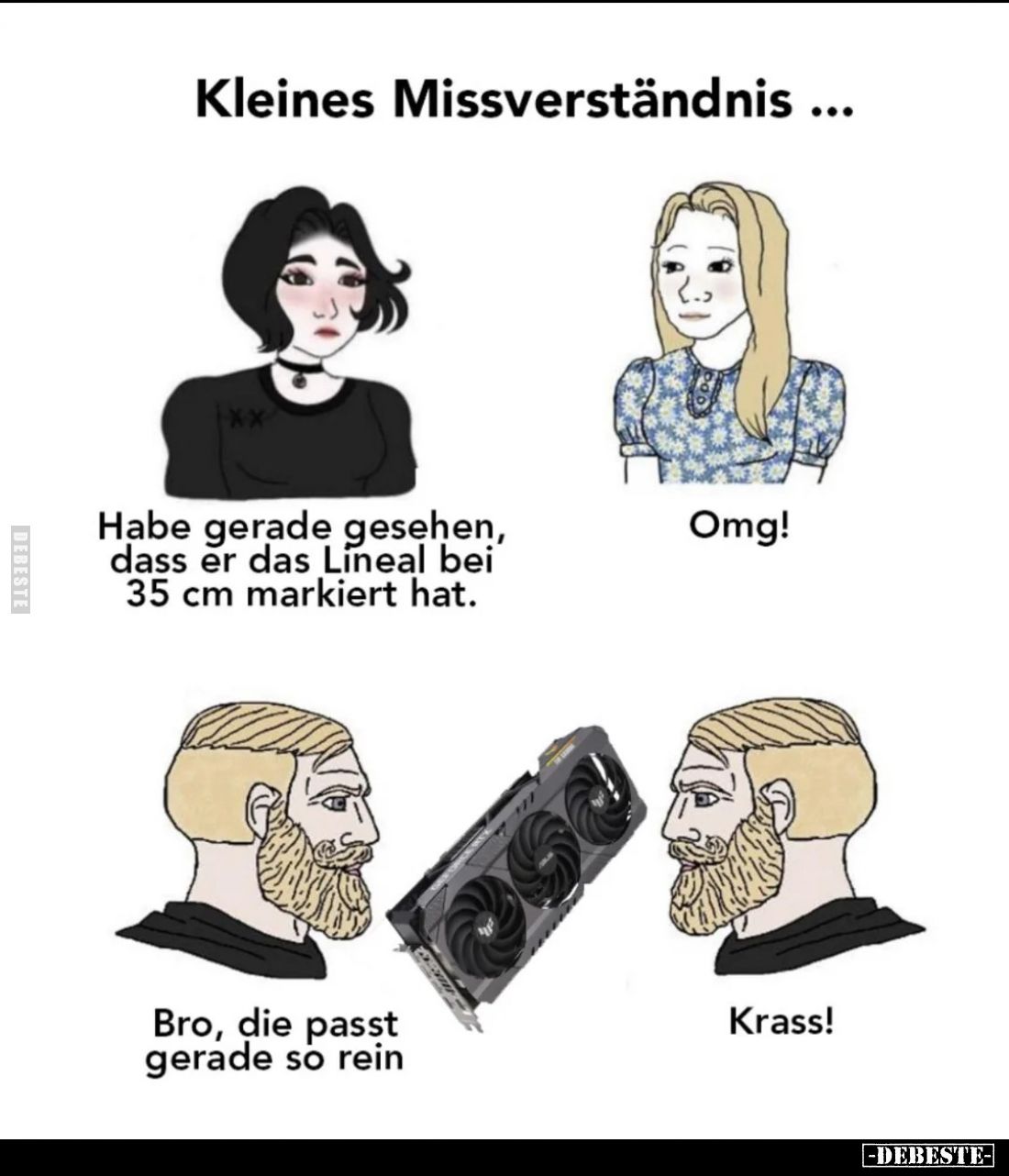 Kleines Missverständnis...
Habe gerade gesehen, dass er das Lineal bei 35 cm markiert hat.
Omg!
Bro, die passt gerade so r...