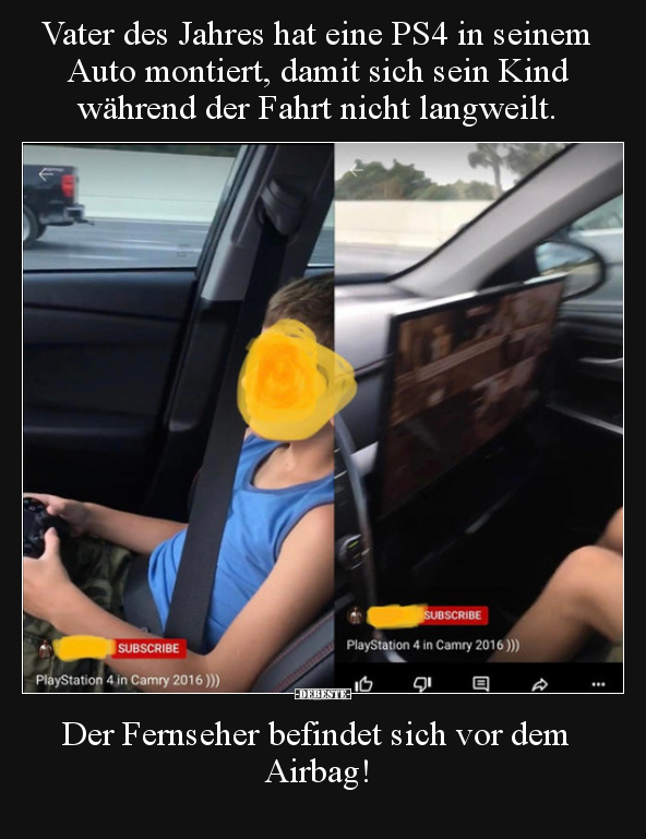 Vater des Jahres hat eine PS4 in seinem Auto montiert.. - Lustige Bilder | DEBESTE.de