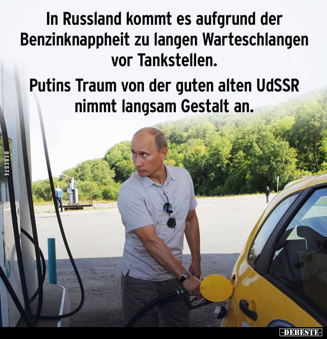 In Russland kommt es aufgrund der Benzinknappheit zu langen Warteschlangen vor Tankstellen.
Putins Traum von der guten alten...