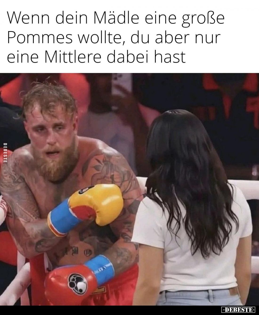 Wenn dein Mädle eine große Pommes wollte, du aber nur eine Mittlere dabei hast