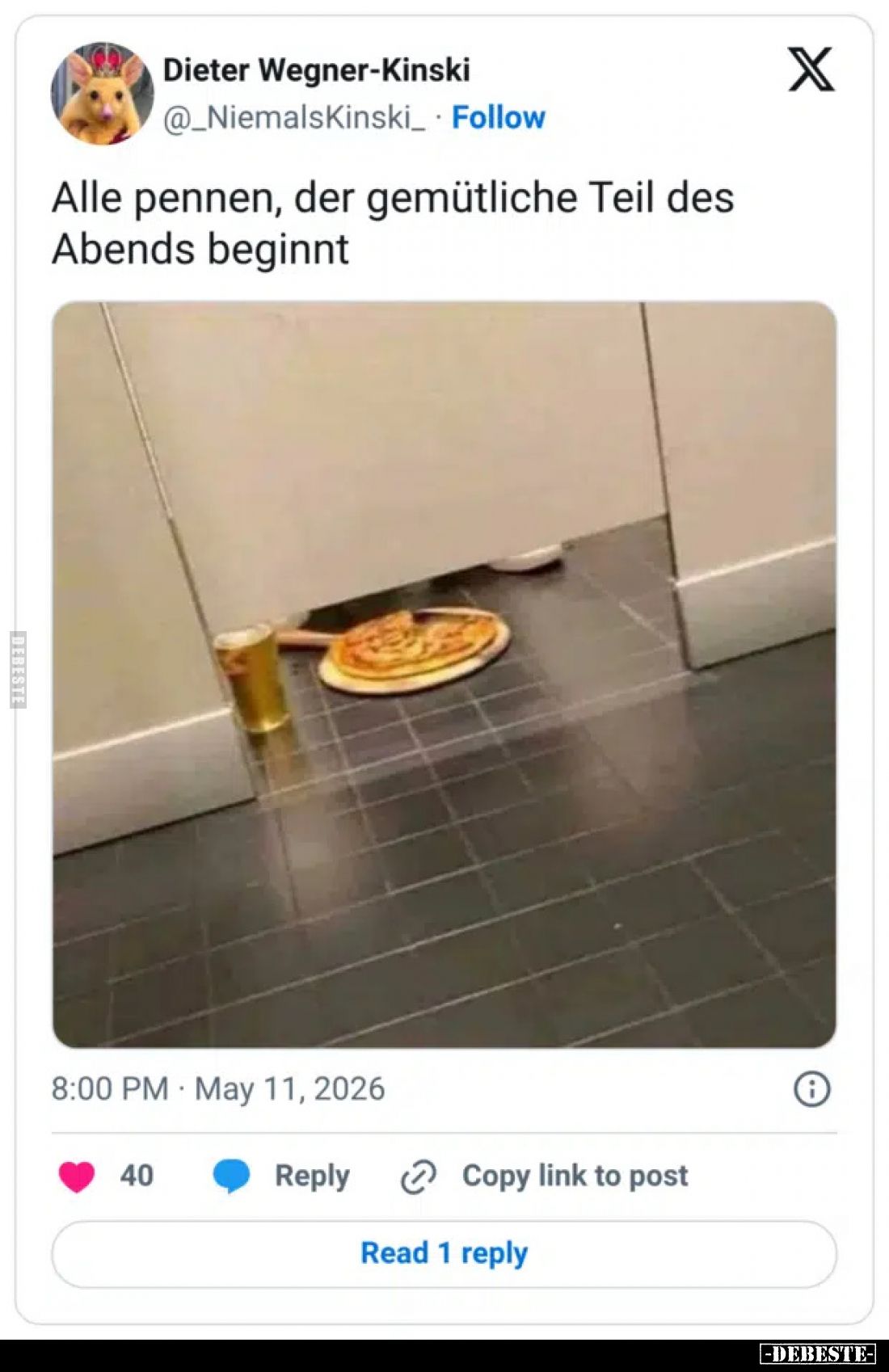 Alle pennen, der gemütliche Teil des Abends beginnt