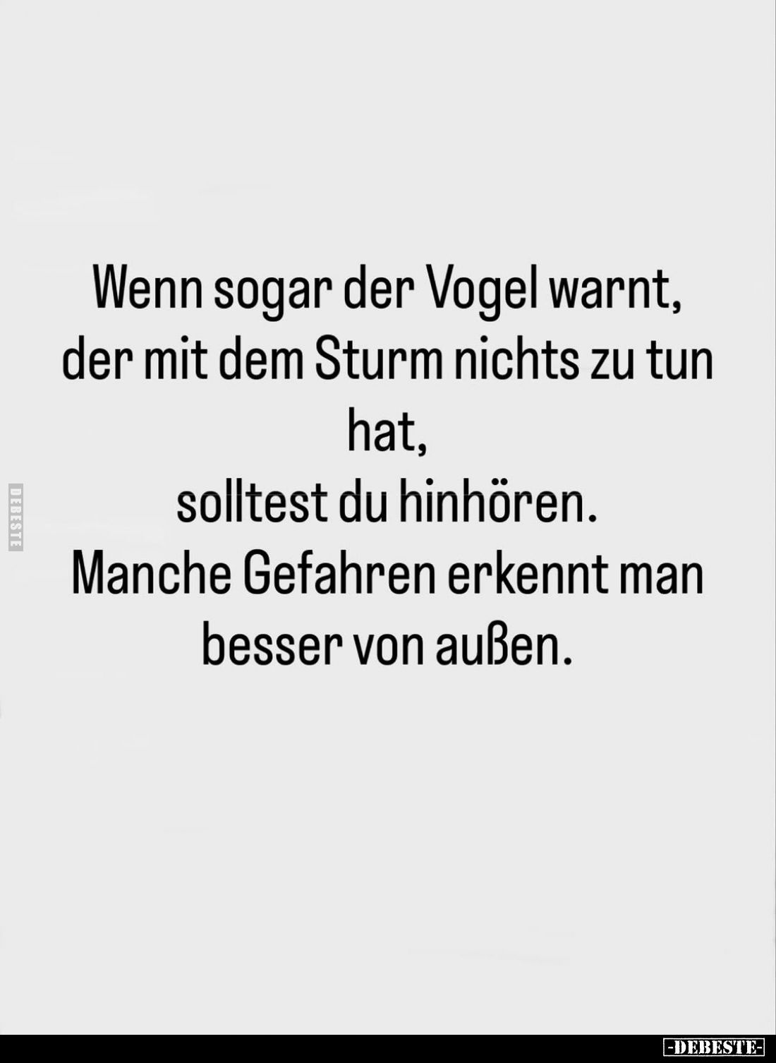 Wenn sogar der Vogel warnt, der mit dem Sturm nichts zu tun hat, solltest du hinhören.
Manche Gefahren erkennt man besser vo...