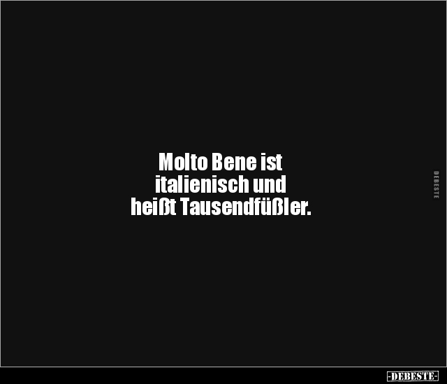 Molto Bene ist italienisch und heißt Tausendfüßler... - Lustige Bilder | DEBESTE.de