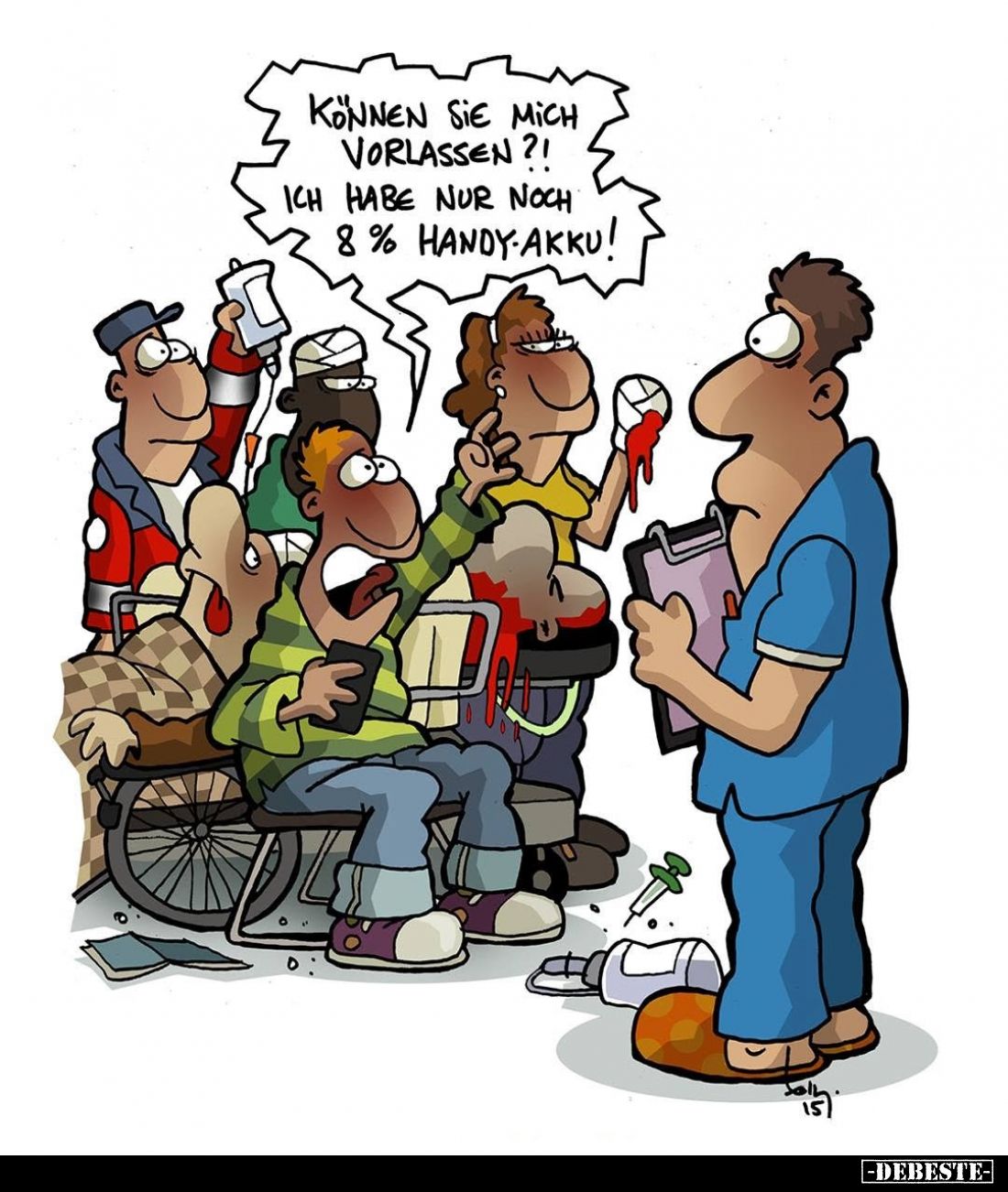 Können Sie mich vorlassen?!
Ich habe nur noch 8% Handy-Akku!