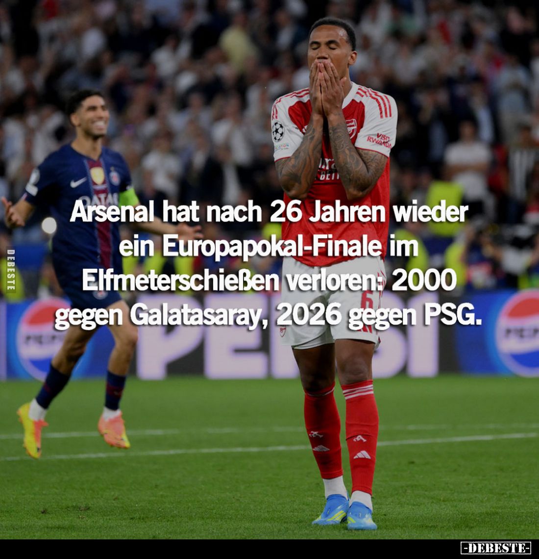 Arsenal hat nach 26 Jahren wieder
ein Europapokal-Finale im Elfmeterschießen verloren: 2000 gegen Galatasaray, 2026 gegen PS...