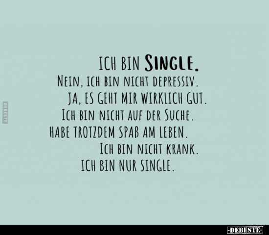 Ich bin Single. Nein, ich bin nicht depressiv. Ja, es geht.. - Lustige Bilder | DEBESTE.de