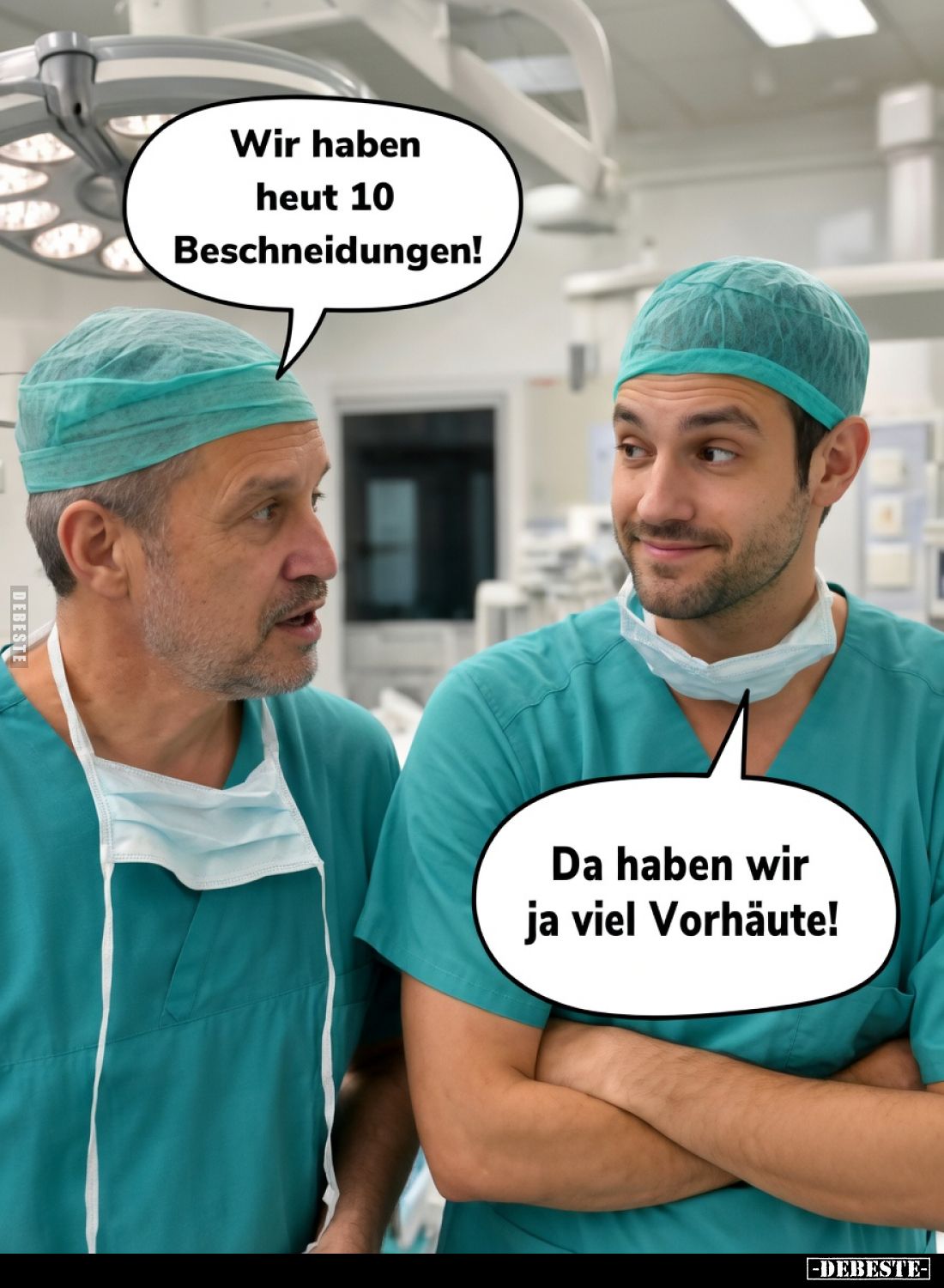 Kurze Lagebesprechung vor dem Eingriff...
Wir haben heut 10 Beschneidungen!
Da haben wir ja viel Vorheute!
