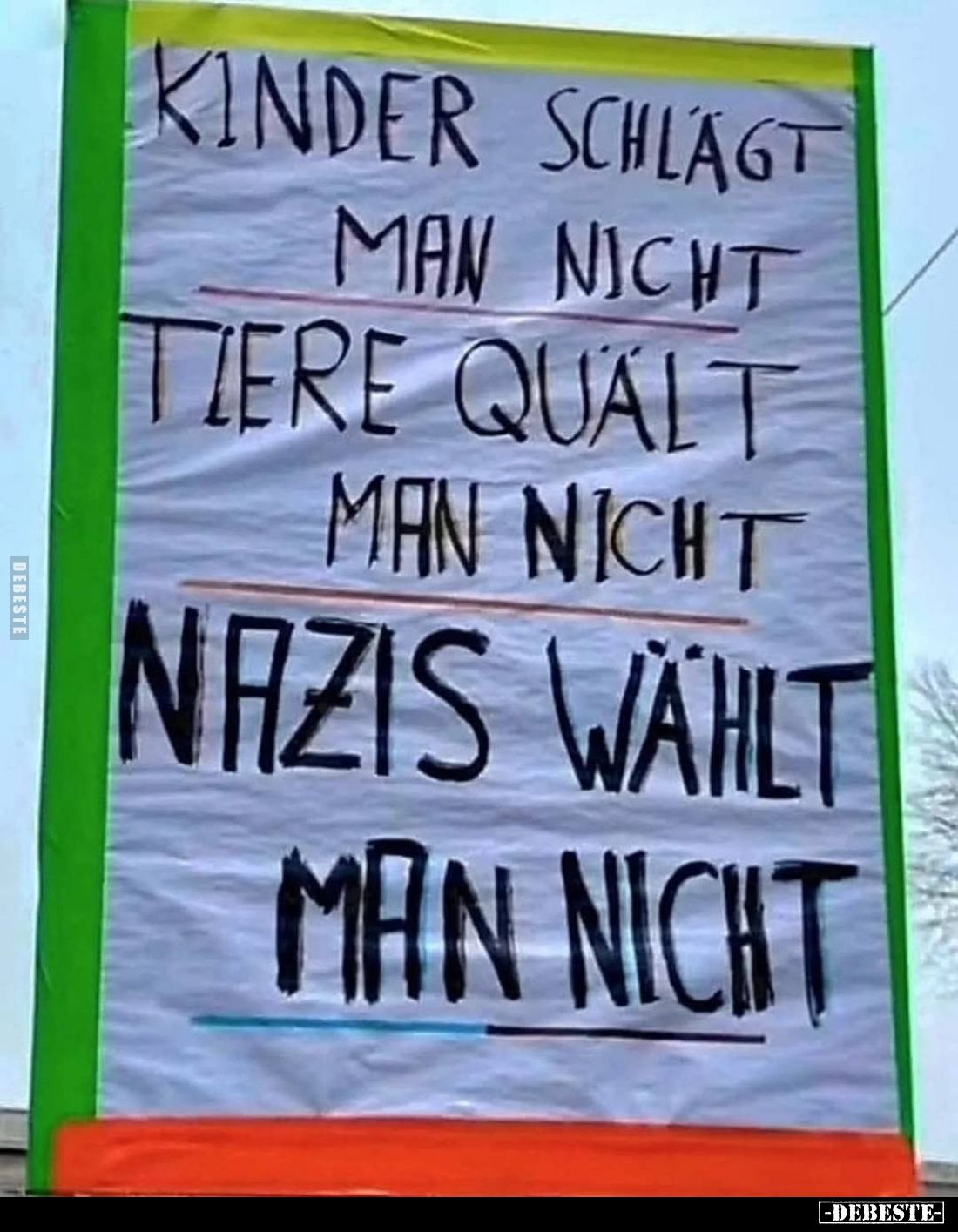 Kinder schlagt man nicht.
Tiere quält man nicht.
Nazis wählt man nicht.