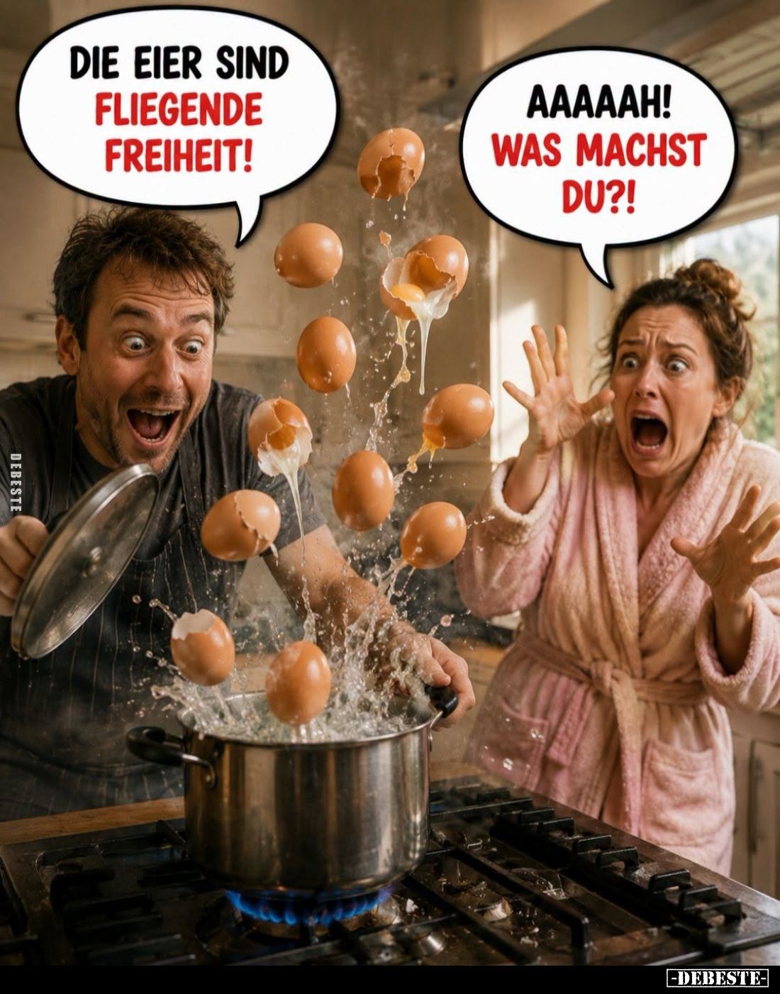 Was machst du?! - Die Eier sind fliegende Freiheit!