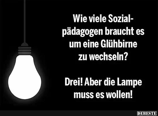 Wie viele Sozialpädagogen braucht man, um eine Glühbirne zu wechseln? - Lustige Bilder | DEBESTE.de